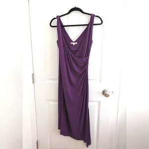 Philip Decaprio Purple Surplice Jersey Midi Dress - Size S